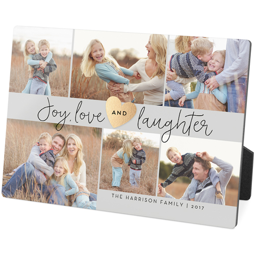 Joy Love Laughter Desktop Plaque, Rectangle Ornament, 5x7, Gray