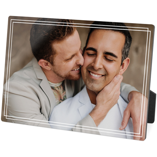 Modern Double Border Desktop Plaque, Rectangle, 5x7, White