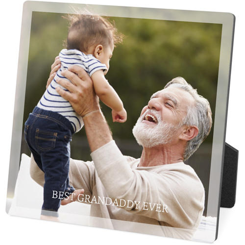 Transparent Border Desktop Plaque, Rectangle, 5x5, White