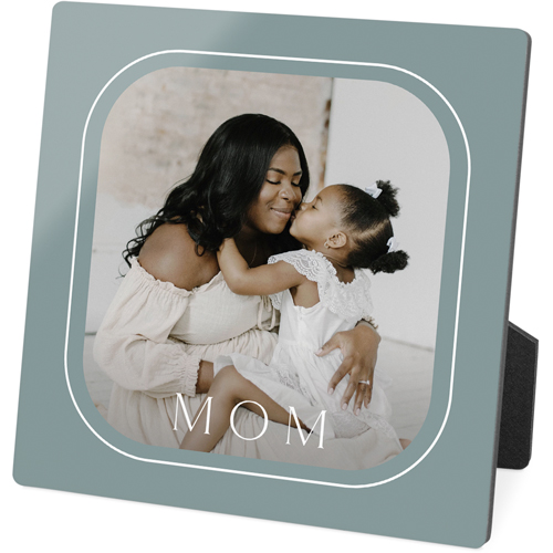 Mom Round Border Desktop Plaque, Rectangle, 5x5, White