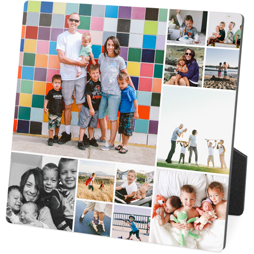 Collage Squares Horizontal Desktop Plaque, Rectangle, 5x5, White