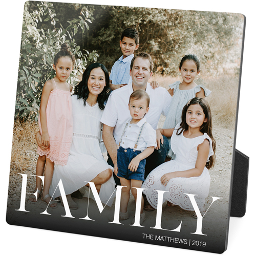 Family Photo Desktop Plaque, Rectangle Ornament, 5x5, White