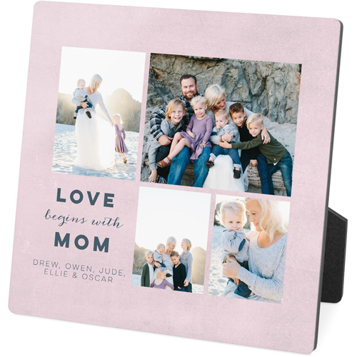 Contemporary Mom Desktop Plaque, Rectangle Ornament, 5x5, Pink