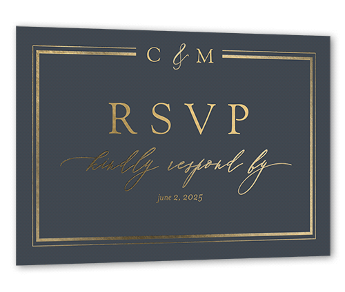 Sensational Shine Wedding Response Card, Square Corners, Gray