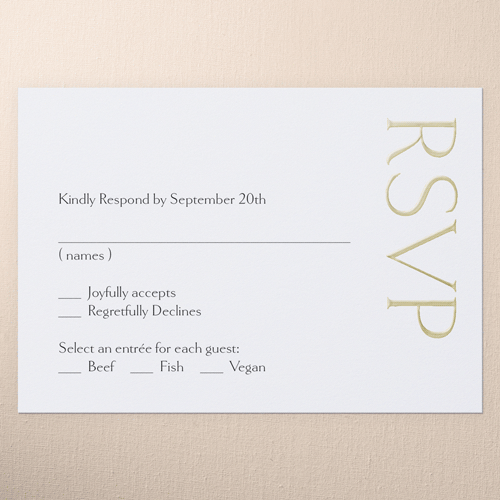 Gleaming Headline Wedding Response Card, White, Gold Foil, Personalized Foil Cardstock, Square