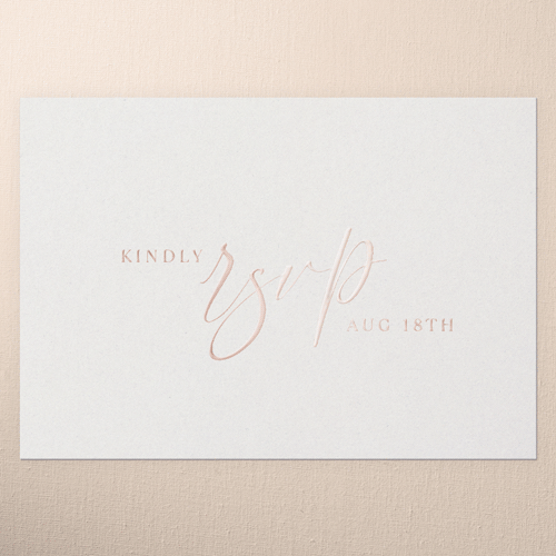 Classic Beauty Wedding Response Card, Rose Gold Foil, Beige, Personalized Foil Cardstock, Square