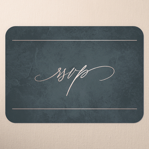 Laurel Embrace Wedding Response Card, Rose Gold Foil, Green, Personalized Foil Cardstock, Rounded