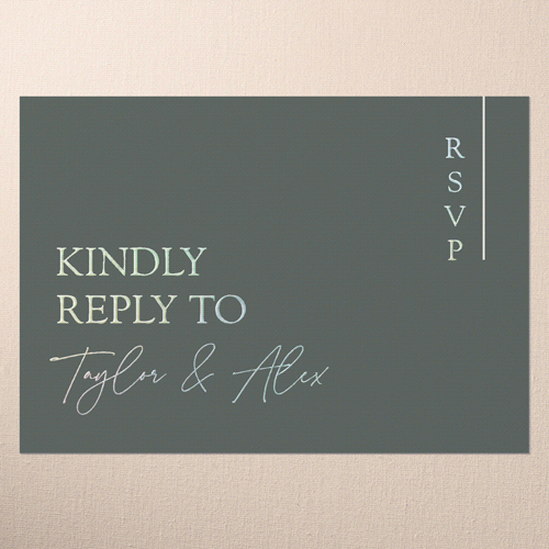 Divine Details Wedding Response Card, Iridescent Foil, Green, Write Your Own, Personalized Foil Cardstock, Square, Quarry