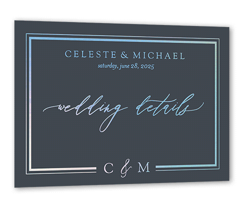 Sensational Shine Wedding Enclosure Card, Iridescent Foil, Gray, Personalized Foil Cardstock, Square