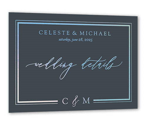 Sensational Shine Wedding Enclosure Card, Iridescent Foil, Gray, Personalized Foil Cardstock, Square, Gray