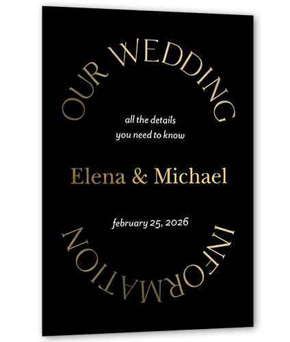 Luminous Cycle Wedding Enclosure Card, Black, Gold Foil, Personalized Foil Cardstock, Square, Black