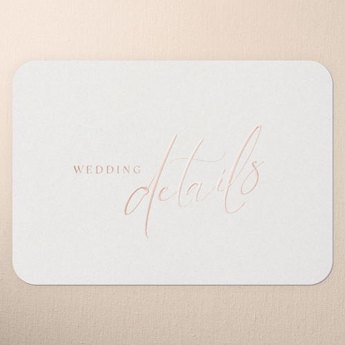 Classic Beauty Wedding Enclosure Card, Beige, Rose Gold Foil, Personalized Foil Cardstock, Rounded, Antique White