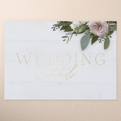 Classic Bouquet Wedding Enclosure Card, White, Gold Foil, Personalized Foil Cardstock, Square, White