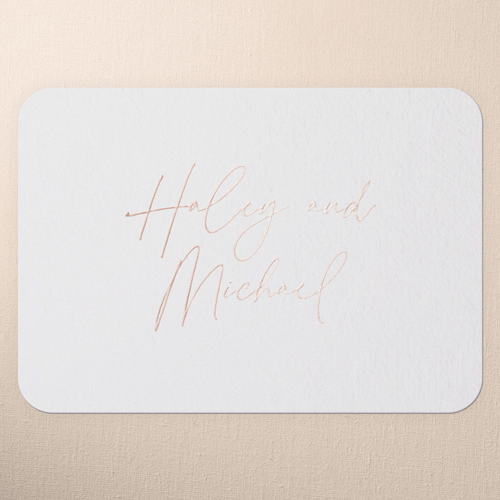 All Script Wedding Enclosure Card, Rose Gold Foil, White, Write Your Own Greeting, Personalized Foil Cardstock, Rounded, Almond