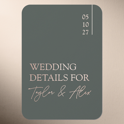 Divine Details Wedding Enclosure Card, Green, Rose Gold Foil, Write Your Own, Personalized Foil Cardstock, Quarry