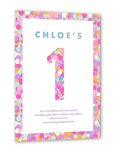 Sprinkled Spots Birthday Invitation, Iridescent Foil, Pink, 5x7, Matte, Personalized Foil Cardstock, Square