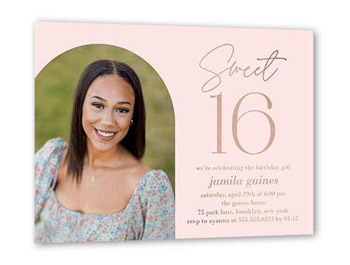 Amazing Arch Birthday Invitation, Rose Gold Foil, Pink, 5x7, Matte, Personalized Foil Cardstock, Square