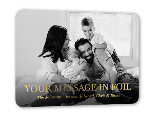 Custom Gratitude Thank You Card, Yellow, Gold Foil, 5x7, Matte, Personalized Foil Cardstock, Rounded, Golden