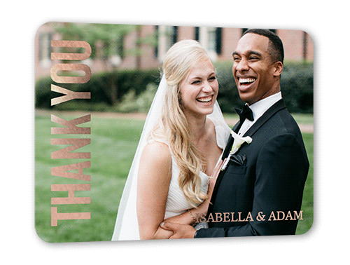 Bold Appreciation Thank You Card, Yellow, Rose Gold Foil, 5x7, Matte, Personalized Foil Cardstock, Rounded
