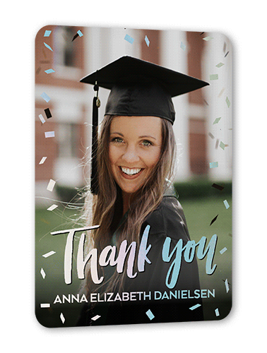 Confetti Gratitude Thank You Card, White, Iridescent Foil, 5x7, Matte, Personalized Foil Cardstock, Rounded