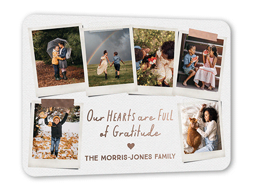 Full Hearts Gallery Thank You Card, White, Rose Gold Foil, 5x7, Matte, Personalized Foil Cardstock, Rounded, White