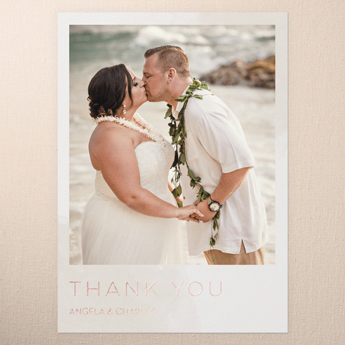 Light Wisps Wedding Thank You, Rose Gold Foil, Beige, 5x7, Matte, Personalized Foil Cardstock, Square