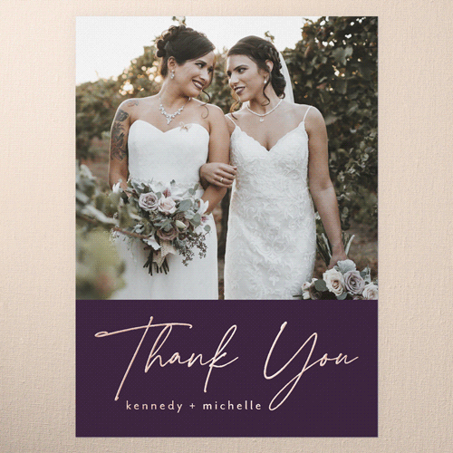 Regal We Do Wedding Thank You, Rose Gold Foil, Purple, 5x7, Matte, Personalized Foil Cardstock, Square