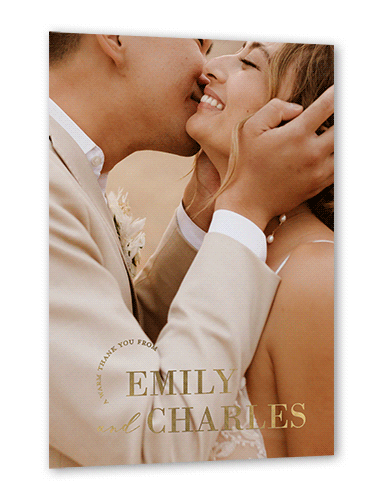 Adorned Accent Thank You Card, Gold Foil, White, 5x7, Matte, Personalized Foil Cardstock, Square, White