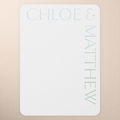 Gleaming Headline Wedding Thank You Card, White, Iridescent Foil, 5x7, Matte, Personalized Foil Cardstock, Rounded, White