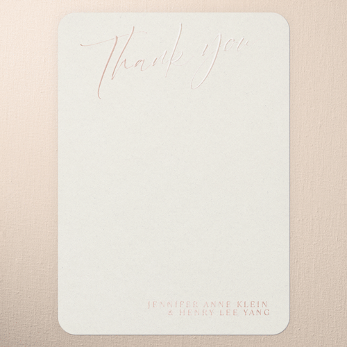Classic Beauty Wedding Thank You Card, Rose Gold Foil, Beige, 5x7, Matte, Personalized Foil Cardstock, Rounded