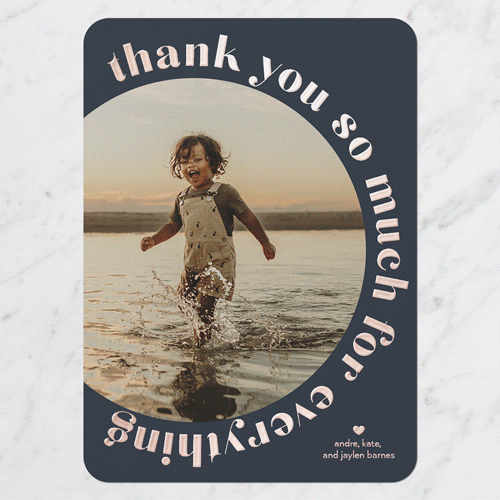 Everything Appreciation Thank You Digital Foil Card, Blue, Rose Gold Foil, 5x7, Matte, Personalized Foil Cardstock, Rounded