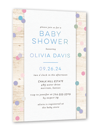 Dotted Trail Baby Shower Invitation, Pink, Iridescent Foil, 5x7, Matte, Personalized Foil Cardstock, Square, Penelope