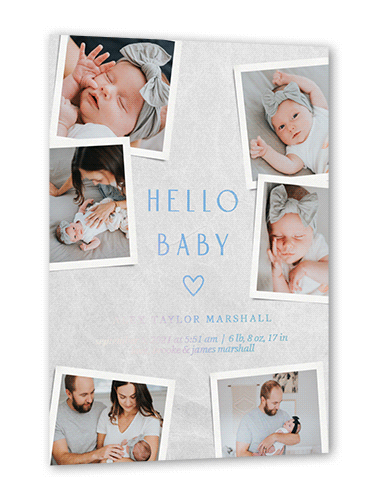 Many Fresh Memories Birth Announcement, Grey, Iridescent Foil, 5x7, Matte, Personalized Foil Cardstock, Square
