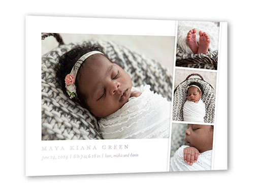 Minimal Filmstrip Birth Announcement, Iridescent Foil, White, 5x7, Matte, Personalized Foil Cardstock, Square, White
