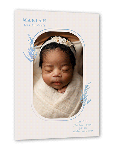 Gilded Leaf Birth Announcement, Iridescent Foil, Beige, 5x7, Matte, Personalized Foil Cardstock, Square