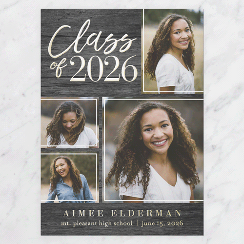 Natural Grad Graduation Announcement, Gold Foil, Grey, 5x7, Matte, Personalized Foil Cardstock, Square, Metal