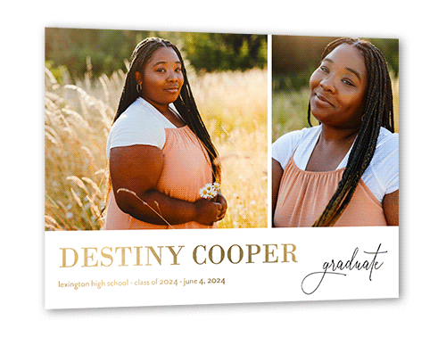 Academic Accomplishment Graduation Announcement, Gold Foil, White, 5x7, Matte, Personalized Foil Cardstock, Square