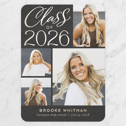 Luminous Layout Graduation Announcement, Black, Gold Foil, 5x7, Matte, Personalized Foil Cardstock, Rounded, Black
