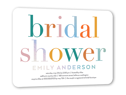 Colorful And Fun Bridal Shower Invitation, Rounded Corners