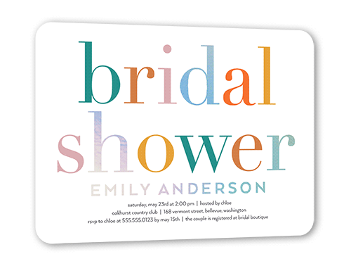 Colorful And Fun Bridal Shower Invitation, Iridescent Foil, White, 5x7, Matte, Personalized Foil Cardstock, Rounded