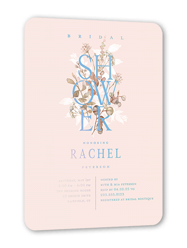 Stacked Shower Bridal Shower Invitation, Pink, Iridescent Foil, 5x7, Matte, Personalized Foil Cardstock, Rounded