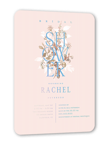 Stacked Shower Bridal Shower Invitation, Pink, Iridescent Foil, 5x7, Matte, Personalized Foil Cardstock, Rounded, Chenille