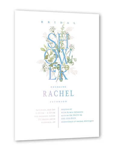 Stacked Shower Bridal Shower Invitation, White, Iridescent Foil, 5x7, Matte, Personalized Foil Cardstock, Square, White