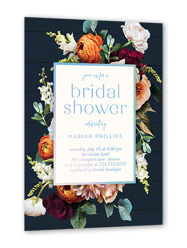 Autumnal Bouquet Bridal Shower Invitation, Square Corners