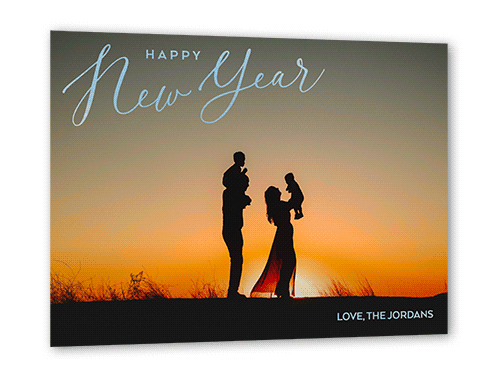 Illuminating Overlay Holiday Card, White, Iridescent Foil, 5x7, New Year, Matte, Personalized Foil Cardstock, Square