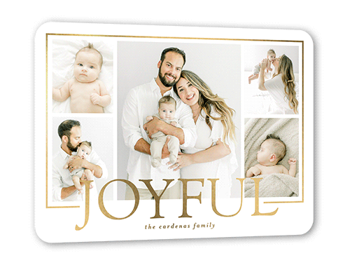 Dazzling Display Holiday Card, White, Gold Foil, 5x7, Holiday, Matte, Personalized Foil Cardstock, Rounded
