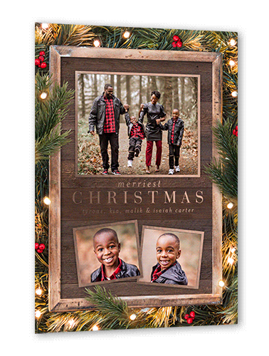Gleaming Portrait Holiday Card, Brown, Rose Gold Foil, 5x7, Christmas, Matte, Personalized Foil Cardstock, Square