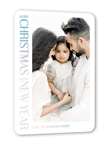 Edgy Messages Holiday Card, Iridescent Foil, White, 5x7, Christmas, Matte, Personalized Foil Cardstock, Rounded, White