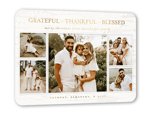 Resounding Sentiments Holiday Card, Gold Foil, Beige, 5x7, Religious, Matte, Personalized Foil Cardstock, Rounded, Antique White