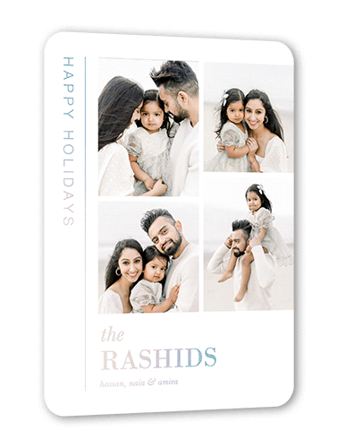 Familiar Memories Holiday Card, White, Iridescent Foil, 5x7, Holiday, Matte, Personalized Foil Cardstock, Rounded